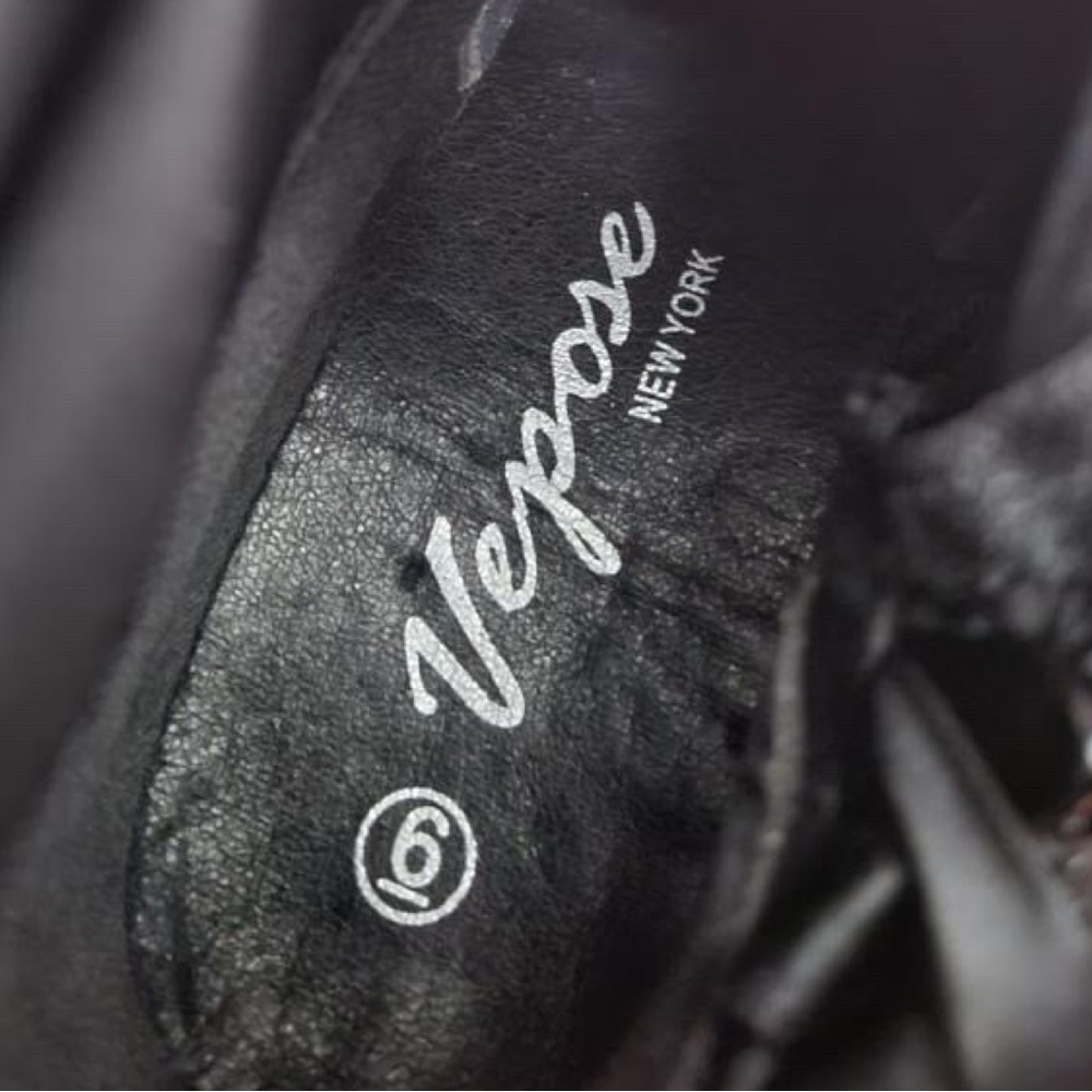 Heel Boots Over the Knee Vegan Suede Black Block Vepose NY Boho Retro Biker Goth - Picture 4 of 7